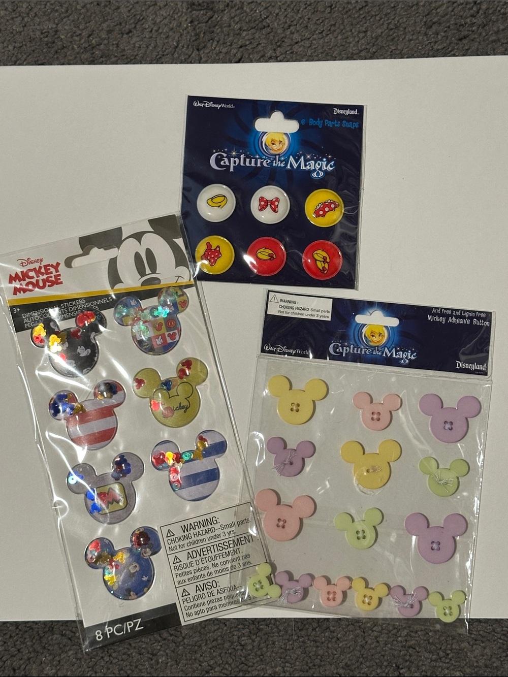 Disney Mickey Buttons & Stickers - Scrapbook, junk journal, journaling!